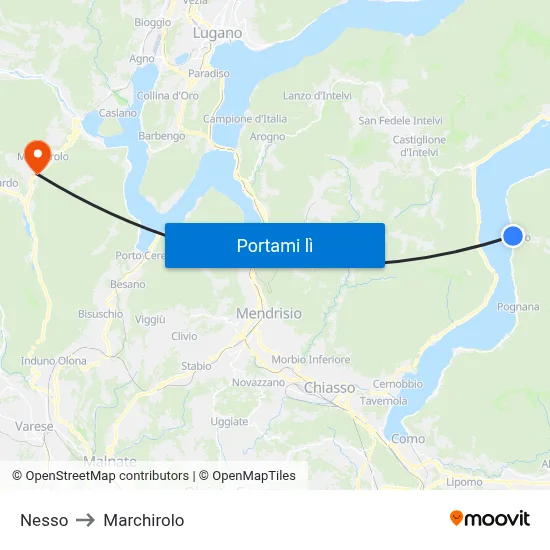 Nesso to Marchirolo map
