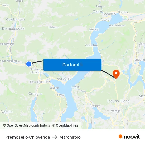 Premosello-Chiovenda to Marchirolo map