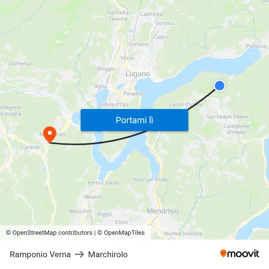 Ramponio Verna to Marchirolo map