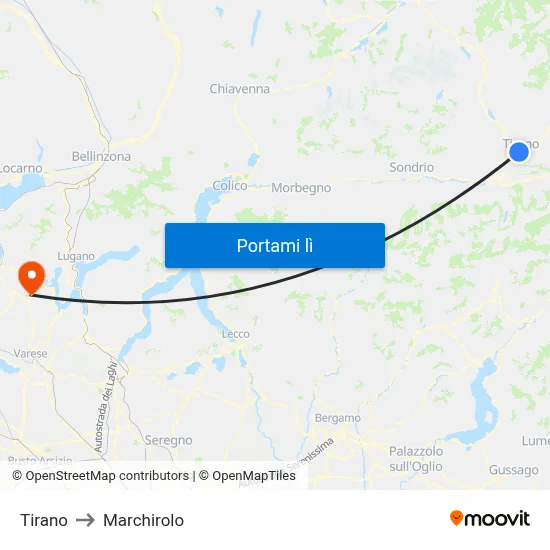 Tirano to Marchirolo map