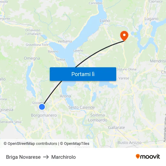 Briga Novarese to Marchirolo map