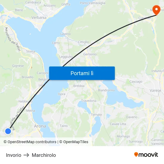 Invorio to Marchirolo map