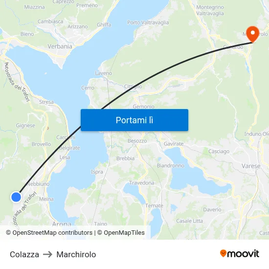 Colazza to Marchirolo map