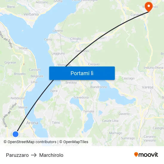 Paruzzaro to Marchirolo map