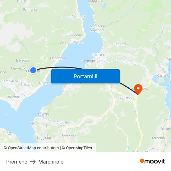 Premeno to Marchirolo map