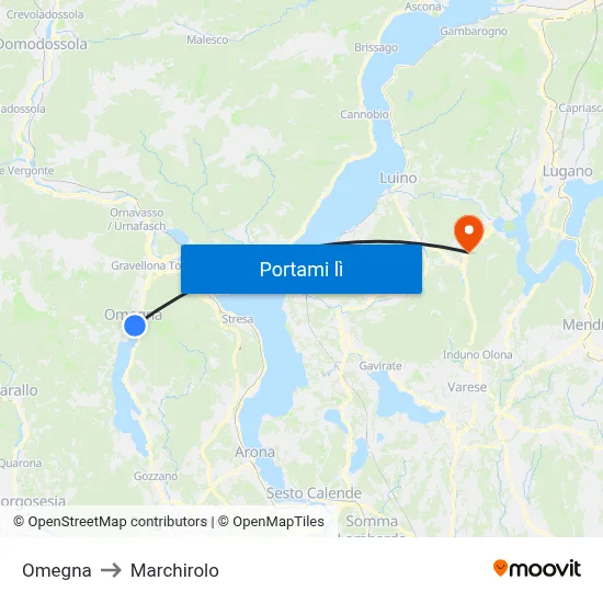Omegna to Marchirolo map
