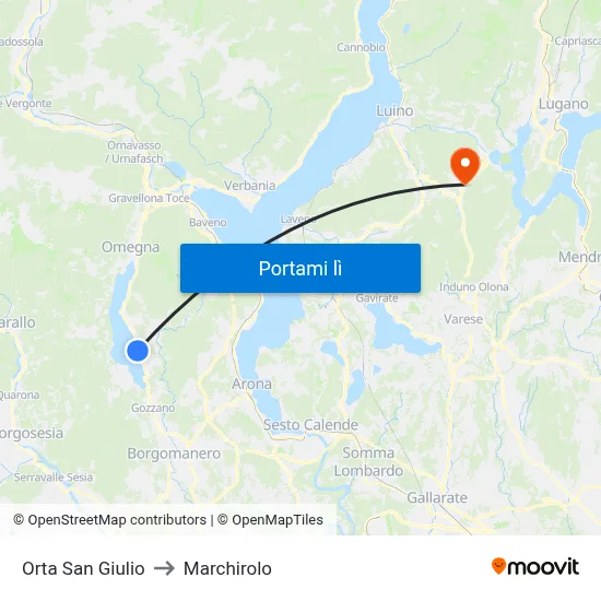 Orta San Giulio to Marchirolo map