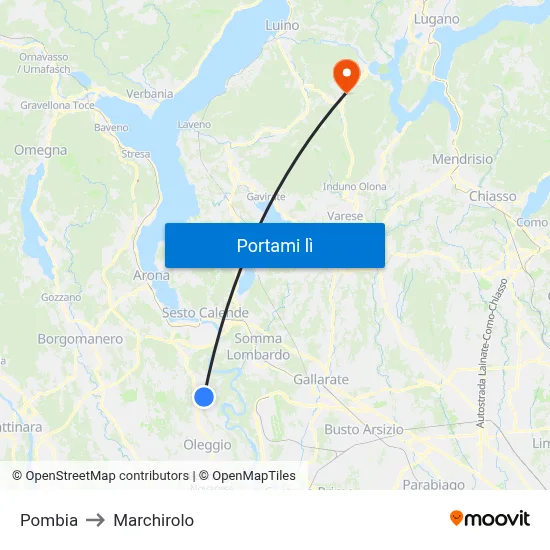 Pombia to Marchirolo map