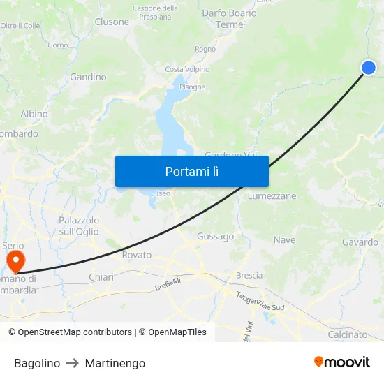 Bagolino to Martinengo map