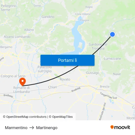 Marmentino to Martinengo map