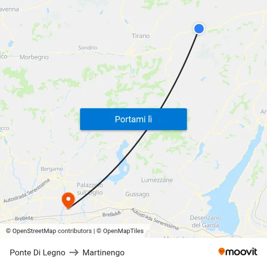 Ponte Di Legno to Martinengo map