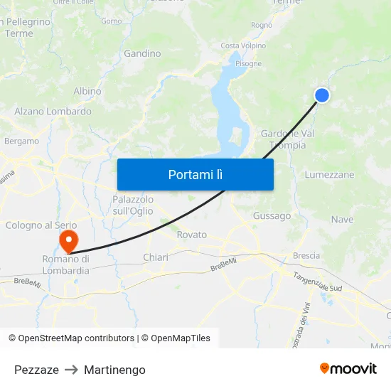 Pezzaze to Martinengo map
