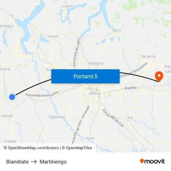 Biandrate to Martinengo map