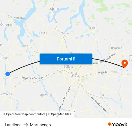 Landiona to Martinengo map