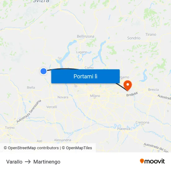 Varallo to Martinengo map