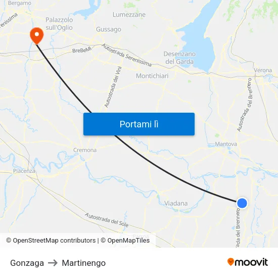 Gonzaga to Martinengo map