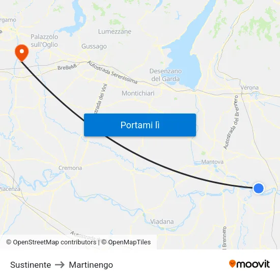 Sustinente to Martinengo map