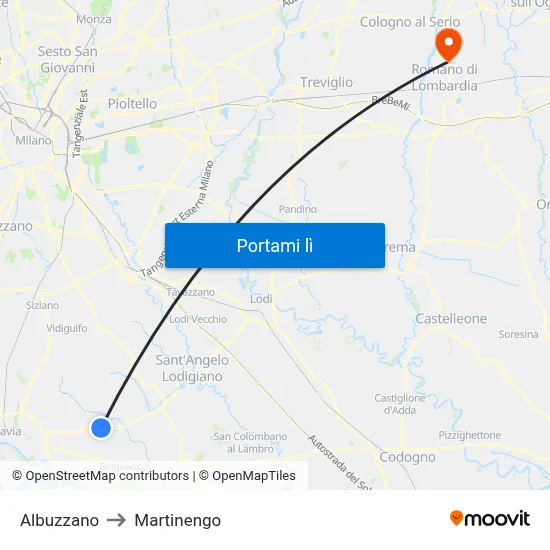 Albuzzano to Martinengo map
