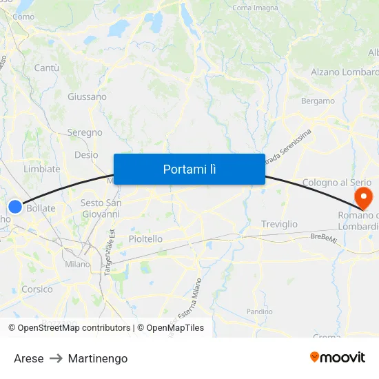 Arese to Martinengo map