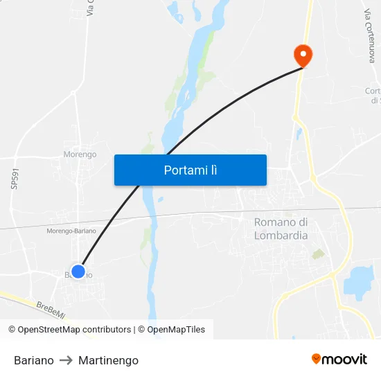 Bariano to Martinengo map
