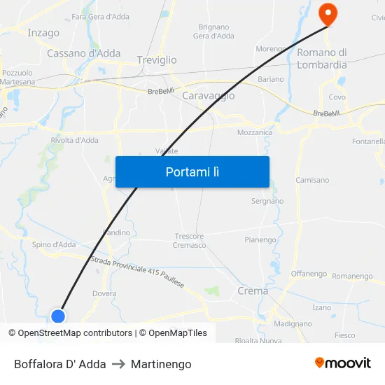 Boffalora D' Adda to Martinengo map