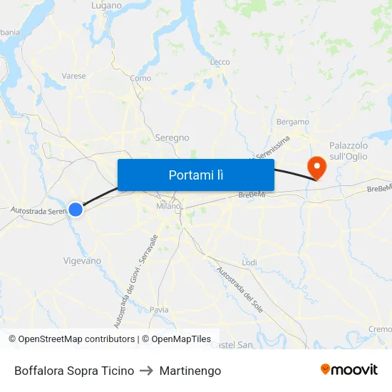 Boffalora Sopra Ticino to Martinengo map