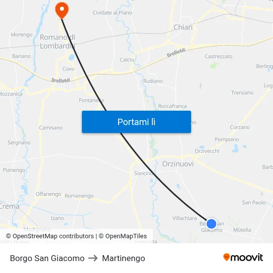 Borgo San Giacomo to Martinengo map