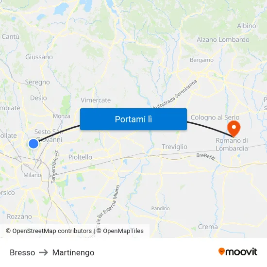 Bresso to Martinengo map