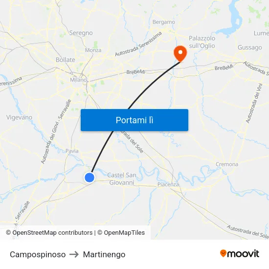 Campospinoso to Martinengo map