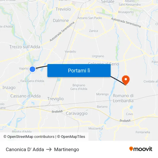 Canonica D' Adda to Martinengo map