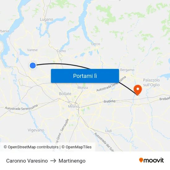 Caronno Varesino to Martinengo map
