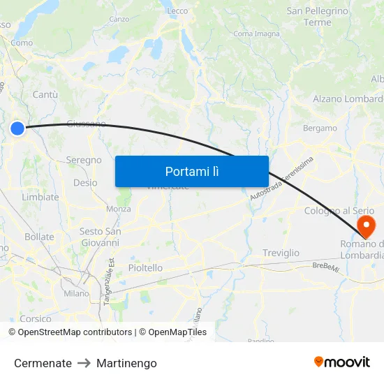 Cermenate to Martinengo map