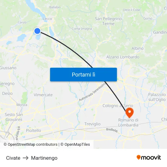 Civate to Martinengo map