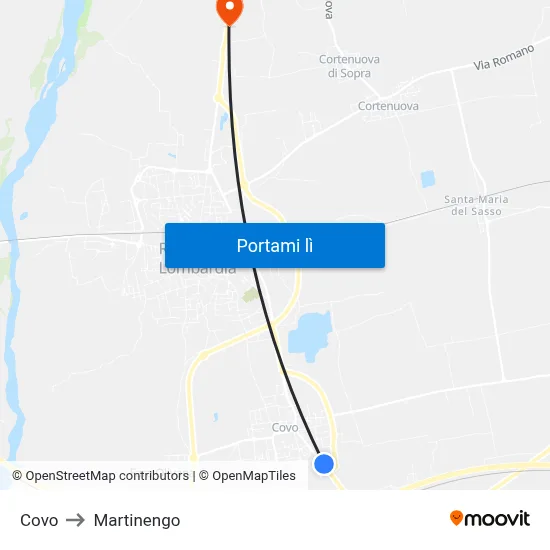 Covo to Martinengo map