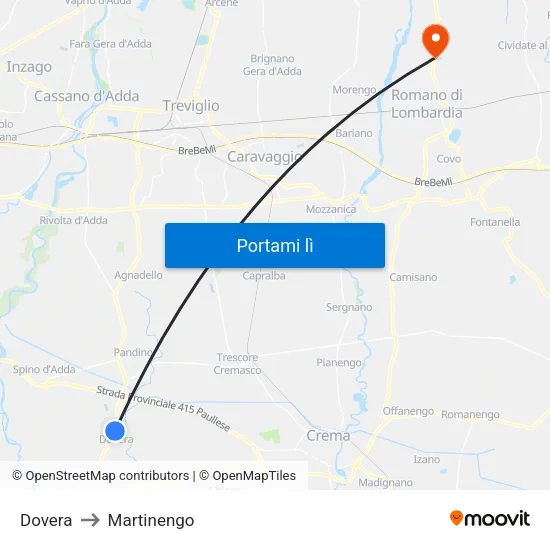 Dovera to Martinengo map