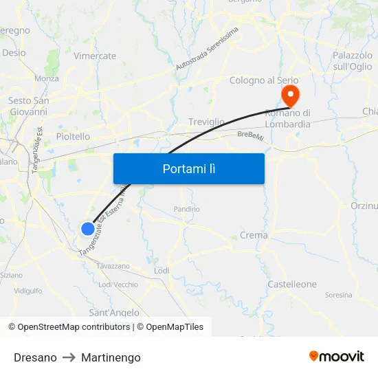 Dresano to Martinengo map