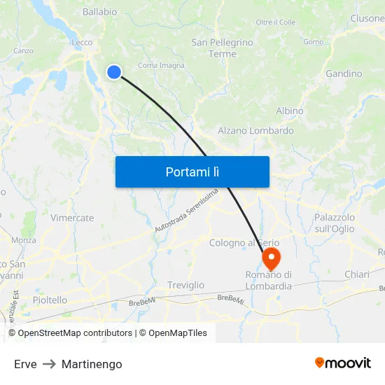 Erve to Martinengo map