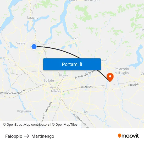 Faloppio to Martinengo map