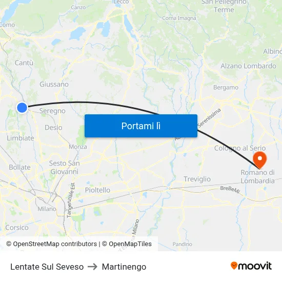 Lentate Sul Seveso to Martinengo map