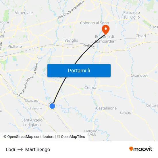 Lodi to Martinengo map