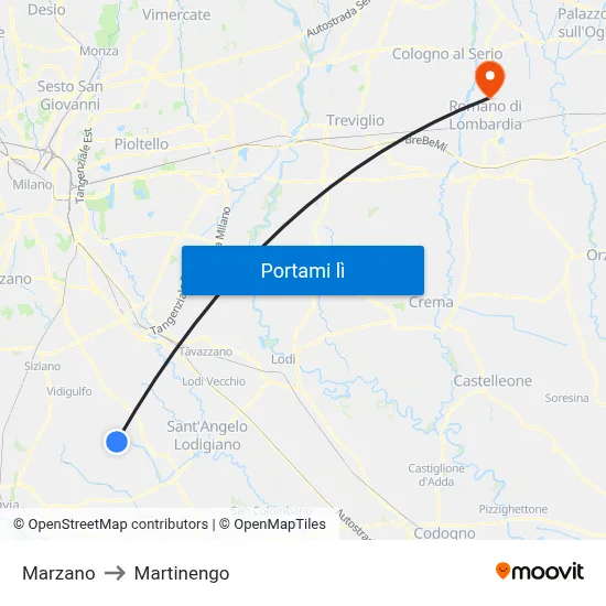 Marzano to Martinengo map