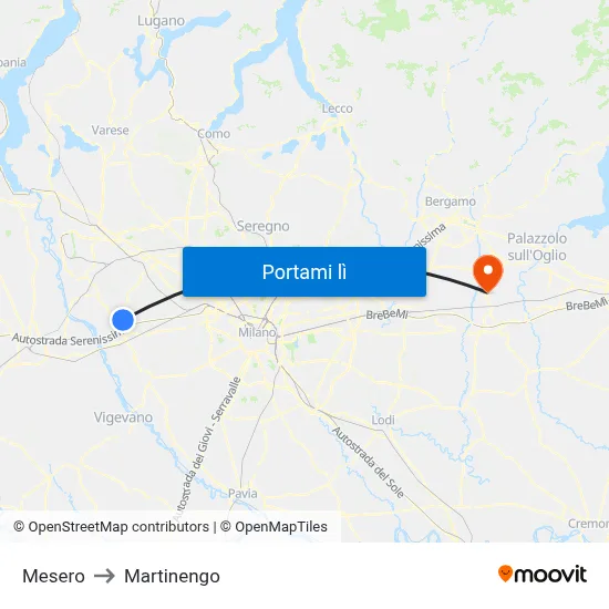 Mesero to Martinengo map