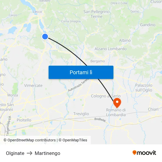 Olginate to Martinengo map