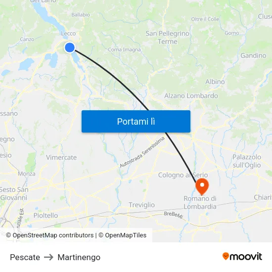Pescate to Martinengo map