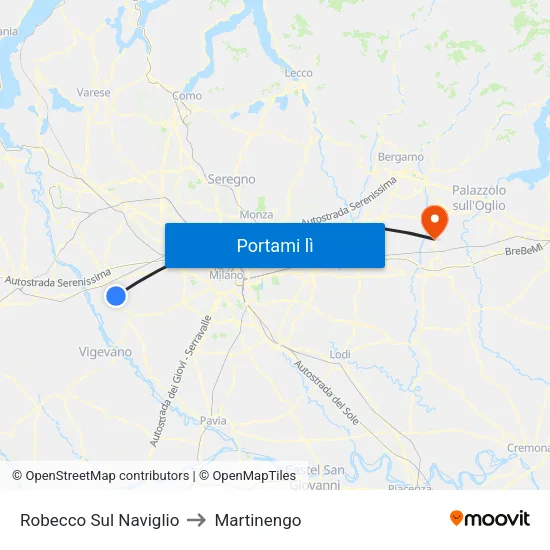 Robecco Sul Naviglio to Martinengo map