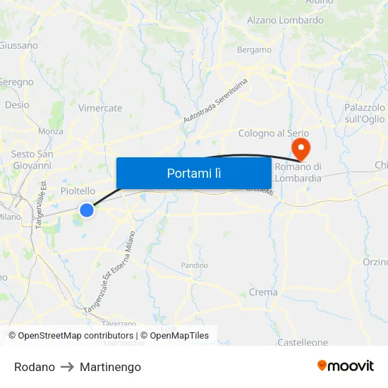 Rodano to Martinengo map