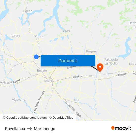 Rovellasca to Martinengo map