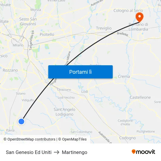San Genesio Ed Uniti to Martinengo map