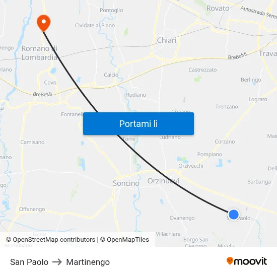 San Paolo to Martinengo map