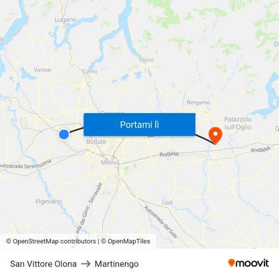 San Vittore Olona to Martinengo map